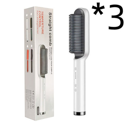 2 - in - 1 Hair Straightener & Hot Comb – Negative Ion Curling Iron Electric Hair Brush for Smooth, Frizz - Free Styling - Treasure Mementos