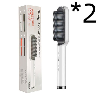 2 - in - 1 Hair Straightener & Hot Comb – Negative Ion Curling Iron Electric Hair Brush for Smooth, Frizz - Free Styling - Treasure Mementos