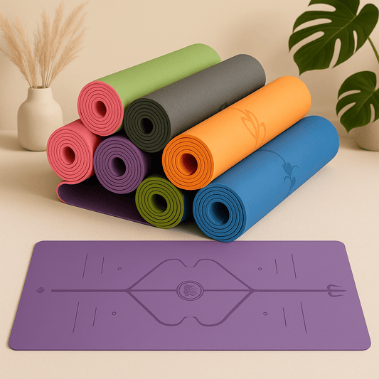 Non - Slip Yoga Mat with Alignment Lines - Treasure Mementos