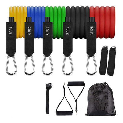 Portable Resistance Band Set – 5 Stackable Exercise Bands with Handles, Door Anchor & Ankle Straps, Home Fitness Rally for Strength Training & Body Shaping - Treasure Mementos