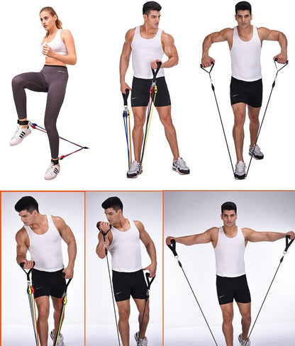 Portable Resistance Band Set – 5 Stackable Exercise Bands with Handles, Door Anchor & Ankle Straps, Home Fitness Rally for Strength Training & Body Shaping - Treasure Mementos
