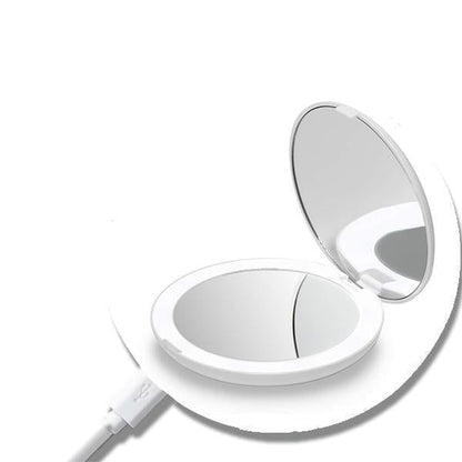 Rechargeable LED Handheld Makeup Mirror – Portable Beauty Light - Treasure Mementos