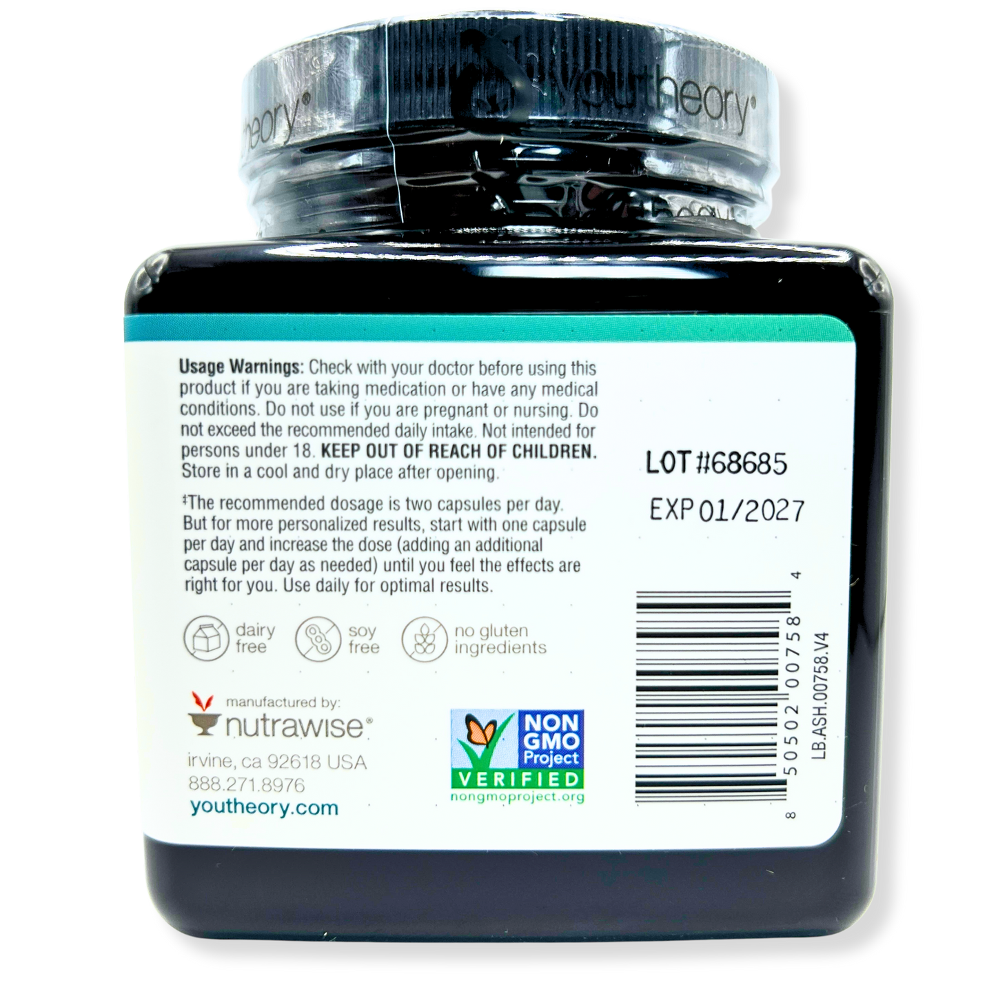 Youtheory Ashwagandha 1000mg – Stress Relief, Mood Support & Natural Energy – 60 Capsules